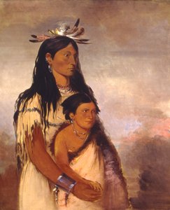 Túnk-aht-óh-ye，雷人，男孩；Wun-pán-to-mee，白黄鼠狼，女孩，1834。 作者 乔治·卡特琳