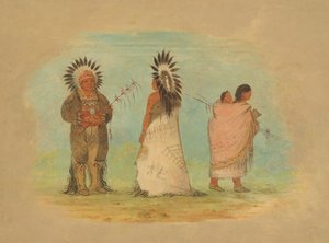 两个奥托伊酋长和一个女人，18611869。 作者 乔治·卡特琳