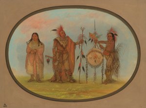 两位绍基酋长和一个女人，1861-869年。 作者 乔治·卡特琳