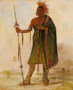 Wash-ím-pe-shee，疯子，一个杰出的战士，1834年。 作者 乔治·卡特琳