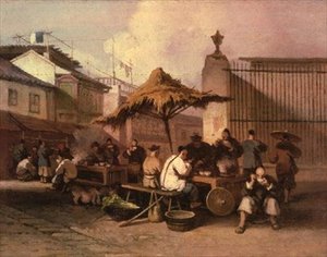 一群中国人在圣多明各教堂外吃饭 作者 乔治·钦纳里