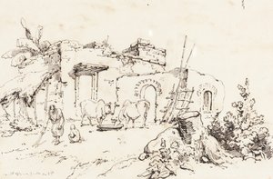 印度的乡村景象[背面]。 作者 乔治·钦纳里