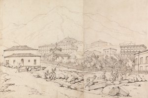 在山村的山坡上建房（中国？） 作者 乔治·钦纳里