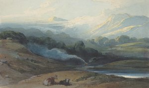 在山区风景中休息的牛，约1808-12年。 作者 乔治·钦纳里