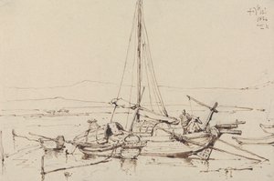 中国船只，1834 年 作者 乔治·钦纳里