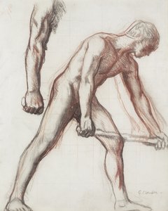 男孩和男人的裸体研究，1908年（纸上的粉笔）