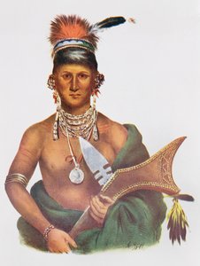 阿卡诺斯，一位索克酋长，1837年，来自“北美印第安部落，第2卷”的插图，作者是Thomas L. McKenney和James Hall，酒吧。约翰格兰特