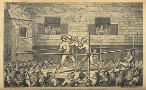 五人法庭上的拳击比赛拳击比赛，选自《Boxiana; or, Sketches of Antient and Modern Pugilism》（拳击；或，古代和现代拳击素描 作者 乔治·克鲁克申克