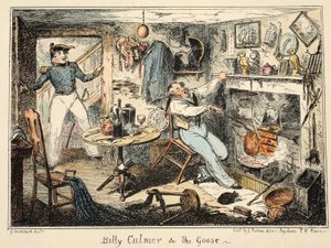 Billy Culmer＆the Goose，来自格林威治医院，一系列海军草图，描述了一个战争男人的生活，酒吧。 1826年（手工彩色雕刻） 作者 乔治·克鲁克申克