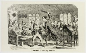 二月 - George Cruikshank 为《漫画年鉴》绘制的钢版画中的切割天气：1835-1853 作者 乔治·克鲁克申克