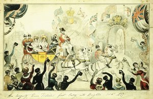 维多利亚女王je下1837年10月4日第一次进入布莱顿 作者 乔治·克鲁克申克