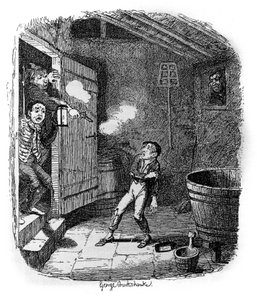 Illustration for “” Oliver Twist”” (Olivier) by Charles Dickens (1812-1870), by George Cruikshank (1792-1878). 作者 乔治·克鲁克申克