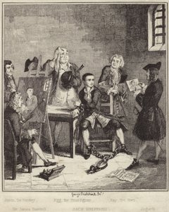 杰克·谢泼德（Jack Sheppard）将詹姆斯·桑希尔爵士（Sir James Sornhill）画在监狱里 作者 乔治·克鲁克申克