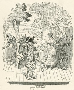 Harlequinade的Joseph Grimaldi 作者 乔治·克鲁克申克