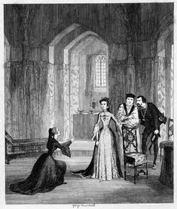 简·格雷夫人（Jane Gray）恳求玛丽女王（Queen Mary）释放丈夫的生命，1554年-1840年。 作者 乔治·克鲁克申克