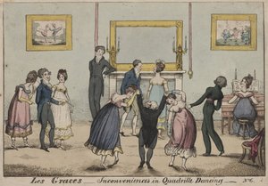 Les Graces，Quadrille Dancing的不便之处，1817年 作者 乔治·克鲁克申克