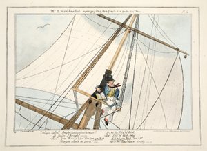 B. Mastheaded先生 - 或者，享受第304次新鲜空气，来自1835年的海军陆战队员进步（手工彩色雕刻） 作者 乔治·克鲁克申克