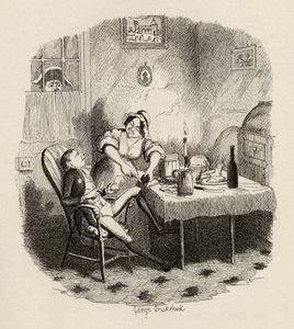 克莱姆波尔先生在他的主人出门时出现，来自1838年查尔斯狄更斯（1812-70）的“奥利弗·特威斯特历险记”，由查普曼和霍尔出版，1901年 作者 乔治·克鲁克申克