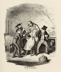 费金先生和他的学生从1838年查尔斯狄更斯（1812-70）的“奥利弗扭曲历险记”中恢复南希，1901年查普曼和霍尔出版 作者 乔治·克鲁克申克