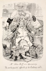约翰·布尔先生陷入了困境或铁路电话的预期影响，酒吧。 1845年 作者 乔治·克鲁克申克