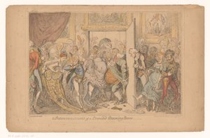 Overvol 沙龙
拥挤的客厅带来的不便（标题见实物） 作者 George Cruikshank