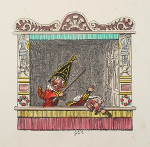 来自Punch和Judy酒吧的Punch和Judy。 1827年（手工彩色雕刻） 作者 乔治·克鲁克申克