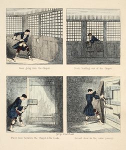 逃脱2号，杰克谢泼德的插图：由威廉哈里森安斯沃思，酒吧的浪漫。 1839年（手工彩色雕刻） 作者 乔治·克鲁克申克