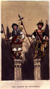 巨人在市政厅》，约1824年出版。 作者 乔治·克鲁克申克