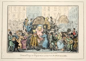 在英格兰旅行 - 或者从白马酒窖，酒吧窥视。 1835年（手工彩色雕刻） 作者 乔治·克鲁克申克