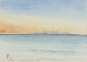 1877年11月26日上午7点30分，来自圣雷莫日出时的科西嘉岛（纸上写着）