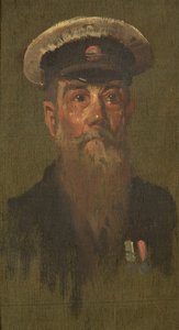 J.布鲁克斯的肖像，第6骑兵队，约1920年（油画板）。 作者 乔治·埃德蒙·巴特勒