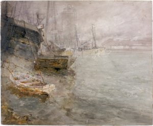 北希尔兹鱼码头（木板炭笔、铅笔和水彩画）