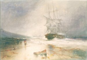 萨尔温江号沉船，南希尔兹沙滩（纸上铅笔和水彩画）