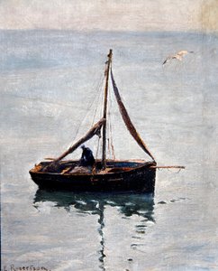 补网》，约1910年（布面油画）。 作者 乔治·爱德华·罗伯逊