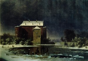 1848年在雪中鬼屋（石油） 作者 乔治·埃米尔·利伯特