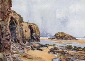 Perranporth（彩色平版印刷）。 作者 乔治·弗兰克·尼科尔斯