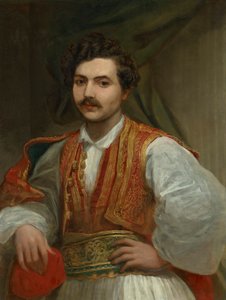 尼古拉斯-艾奥尼德斯（1815-1873 年）半身肖像，希腊服饰