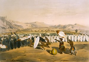 Umpanda在Nonduengi回顾他的部队，从1849年的“The Kafirs Illustrated”中获得12号板块 作者 乔治·法国·安加斯