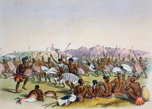 恩古伊山附近的祖鲁人狩猎舞》，1849年