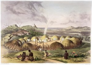 纳塔尔省Umlazi附近的Zulu Kraal》，1849年