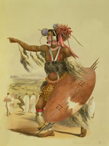 Zulu战士，Utimuni，Chaka的侄子，已故祖鲁国王，板块13来自&39;The Kafirs Illustrated&39;，1849年