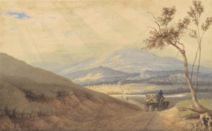 Gleamy效应-Hollidaysburg，宾夕法尼亚州，1835-40（水彩和石墨在编织纸上） 作者 乔治·哈维
