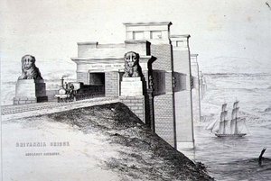 大不列颠桥，安格尔西岛的入口，由艺术家雕刻，出版。1849年（平版）（彩色版见122445）。