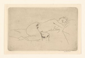斜躺的女性裸体 作者 George Hendrik Breitner（艺术家签名）