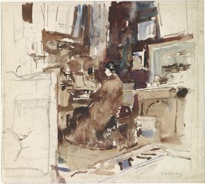 Dame in atelier achter harmonium 作者 乔治·亨德里克·布雷特纳