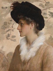 一位女士的肖像，1888年（身体颜色在纸上） 作者 乔治·亨利·布顿