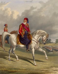 埃及国家和将军易卜拉欣-帕夏的肖像（埃及易卜拉欣-帕夏（1789-1848））。乔治-亨利-拉波特（1799-1873）的雕版画 1846年 凹29.8x23.4厘米 私人收藏