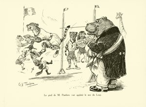 豹先生的脚踩扁了狼的鼻子（石版画） 作者 乔治·亨利·汤普森