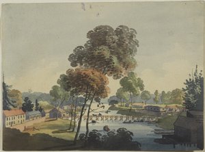 尼亚加拉瀑布附近的Chippawa村，c.1801（wc在编织纸上）