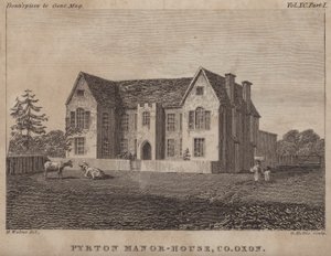 牛津郡派顿庄园（Pyrton Manor House）（雕刻版）。 作者 乔治·霍利斯